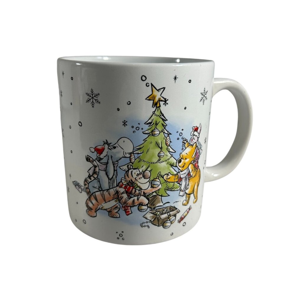 Disney Winne the Pooh Christmas Coffee Mug Oversized Tiger Eeyore Piglet